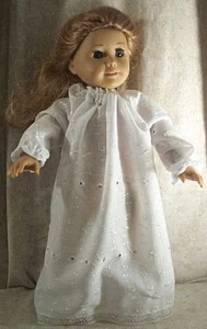 Doll Clothes Made 2 Fit American Girl 18" inch Nightgown White Cotton - Picture 1 of 1