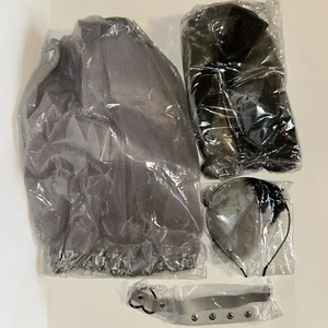 Rentier 4-teiliges pelziges Kostüm Set Katzenohren Schwanz Tier Cosplay Kostüm grau schwarz - Bild 1 von 10