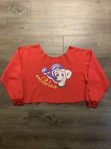 Vintage 90s Disney 101 Dalmatians Graphic Fleece Sweatshirt Red Size M/L Cropped - Picture 1 of 6
