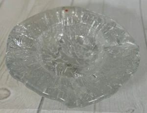 Vintage Blenko Clear Glass 3 Footed Ashtray Bowl Leaded Sparkly Ice Textured - Picture 1 of 6