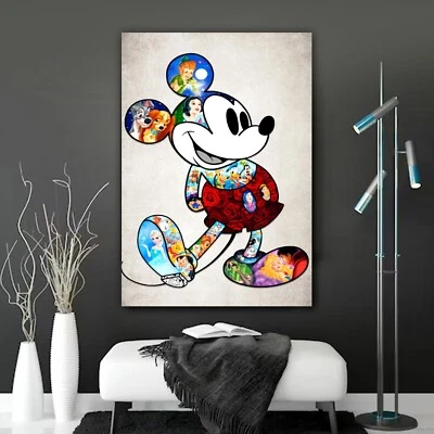 Impresión artística vintage de Mickey Mouse, arte de pared en lienzo de Disney, arte retro, arte de dibujos animados Foto 1 de 4