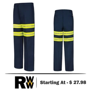 New Red Kap Reflective Hi Vis Pants Enhanced Visibility Wrinkle Resistant 34x32 - Picture 1 of 8