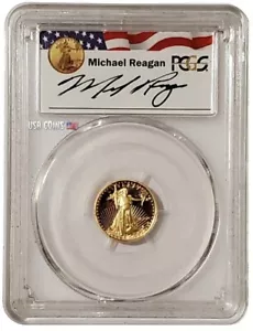 1990-P 1/10 Oz GOLD $5 AMERICAN EAGLE PCGS PR69DCAM Michael Rigan Signature Coin - Picture 1 of 2