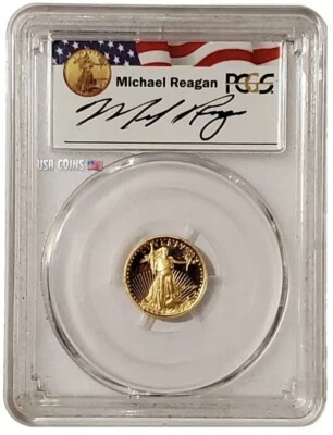 1990-P 1/10 Oz GOLD $5 AMERICAN EAGLE PCGS PR69DCAM Michael Rigan Signature Coin - Image 1 of 2