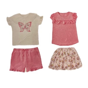 Girl's Playset Outfit Everyday Playwear Sets 2 Shirts 2 Shorts - Picture 1 of 1