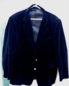 VINTAGE BLACK VELOUR MEN'S2 BUTTON SPORT COAT SIZE 46-l (XLRG) MADE BY J KEITH - Picture 1 of 6