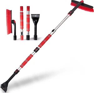 62" Portable Extendable Snow Brush and Ice Scraper 360° Pivoting Brush Head - Picture 1 of 9