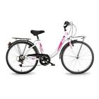 Vélo 24 Vénus 6 Vitesses Rose Blanc Summertime City Bike pour Femme Dino Bikes