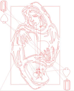 5 dxf file cnc Q POKER CARD Laser Cut Router Vinil plasma Skeleton Queen 4033 - Imagen 1 de 22