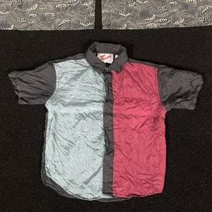 Kids SILK Shirt Short Sleeve small touch vintage y2k colorblock bowling - Picture 1 of 24