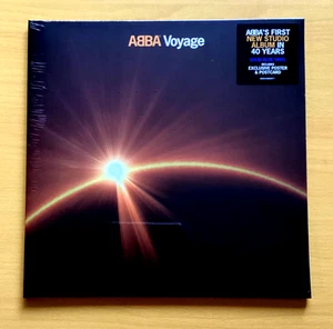ABBA LIMITED BLUE VINYL LP + EXCLUSIVE POSTER + POSTCARD VOYAGE MINT & SEALED - Picture 1 of 2