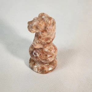 Vintage Handcarved Rose Pink Mexican Marble Stone Onyx Round Knight Chess Piece - Picture 1 of 8