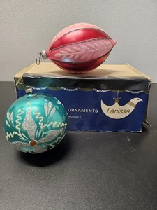 Vintage Navidad Lanissa Alemania Brillante Brite Estados Unidos Adornos Grande Vidrio Soplado a Mano - Imagen 1 de 14
