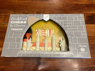 Juego de ajedrez esculpido vintage Conqueror 1962 de Ganine, completo - limpio Foto 1 de 4