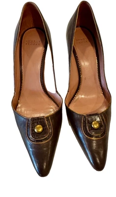 Zapatos de salón Audrey Brook de cuero para mujer talla 8M- marrón punta tacones Foto 1 de 4
