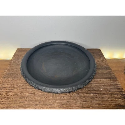 Vintage Wedgwood Jasperware Black Basalt Dish Trinket Tray Grapevine Embossed - Image 1 of 4