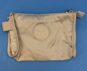 Kipling Zipper Pouch Small Bag Lightweight Travel Organizer Silver Gray - Picture 1 of 11