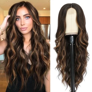 26 Inch Long Curly Middle Part Synthetic Heat Resistant Fiber Wig for Women -... - Picture 1 of 6