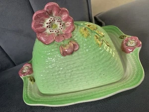 Shorter&Sons Art Deco Wild Rose Butter Dish - Picture 1 of 7