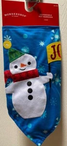 Disfraz PERRO Navidad Invierno Vacaciones Reversible Bandana Azul Alegría Muñeco de Nieve Nuevo con Etiquetas - Imagen 1 de 4