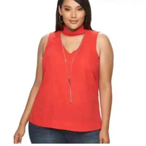 Plus size Jennifer Lopez Mock Neck Crepe Vented High Low Blouse SZ 0X - Picture 1 of 9