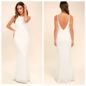 Maxi abito da sposa Lulu's taglia small effimero allure pizzo avorio festa NUOVO - Foto 1 di 11