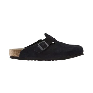 Birkenstock Boston Suede Soft Footbed Clog – Midnight Blue Unisex Slip-On Sandal - Picture 1 of 8