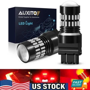 AUXITO 3157 3057 Red LED Strobe Flashing Blinking Brake Tail Light Parking Bulbs - Picture 1 of 12