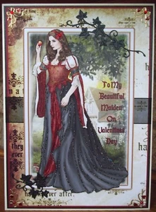 Handmade personalised pagan valentines day card gothic medieval fairytale maiden - Picture 1 of 4