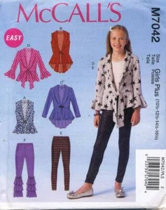 M7042 MCCALL'S GIRLS VEST CARDIGANS LEGGINGS GIRLS PLUS 10 1/2-12 1/2-14 1/2-16 - Picture 1 of 2