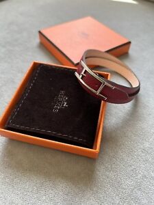 Authentic Hermes Bracelet Behapi Double Tour Reversible Red/Pink Small