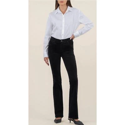 KUT From The Kloth Pants Women 12 Black Karen Baby Bootcut Velour Corduroy Chino - Image 1 of 4
