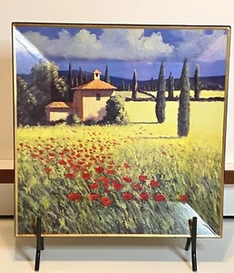David Short-Summer Brilliance Print On Beveled Tray with Wall Hanger 18' x 18" - Picture 1 of 12