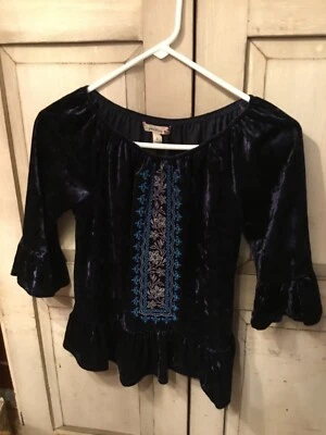 Speechless Girls' Velvet Cold-Shoulder Top 3/4 Sleeve Floral Size Large - Image 1 of 3