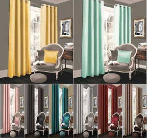 Neu ATTRACT Farbe VERDUNKELUNG Vorhang Thermoöse Ring Top Vorhang alle Größen - Bild 1 von 31