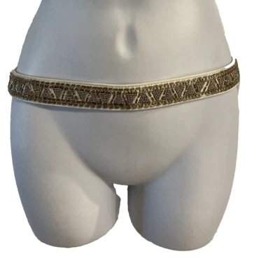 White House Black Market Beaded Sequin Snap Button Leather Elastic Belt  XXS - Image 1 of 4