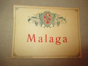 ancien étiquette Malaga vin milieu XX ème - Imagen 1 de 1