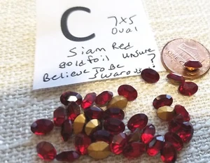 Vtg 7x5mm Oval Swarovski Rhinestone pointed Back Gold Foil Jewelry Repair 3003 - Picture 1 of 13
