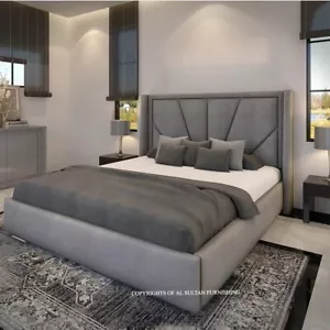 Ottoman Winged Bed Set Plush Velvet Divan GasLift Storage Double & King Size Bed - Picture 1 of 16