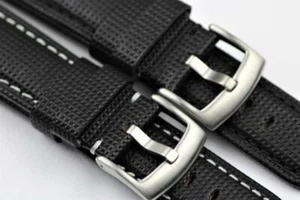 Handmade Padded Watch Strap Embossed Leather Durable Stitch 20mm-26mm - Picture 1 of 3