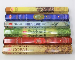 HEM Copal, White Sage, Clove, Patchouli, Frankincense, Myrrh Incense Sticks Lot - Picture 1 of 12