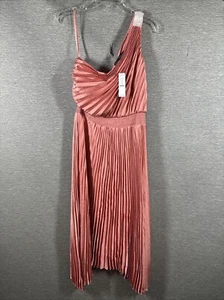 NWT WHITE HOUSE BLACK MARKET PEACH DAHLIA ONE SHOULDER PLEATED MIDI DRESS Sz 10 - Picture 1 of 12