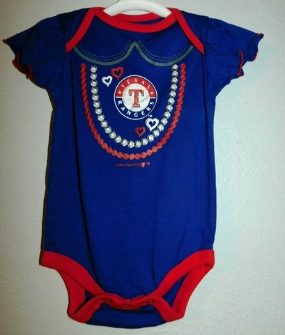 Texas Rangers Baby Girl's Bodysuit, Blue Necklace Print, 0/3 months Cover
