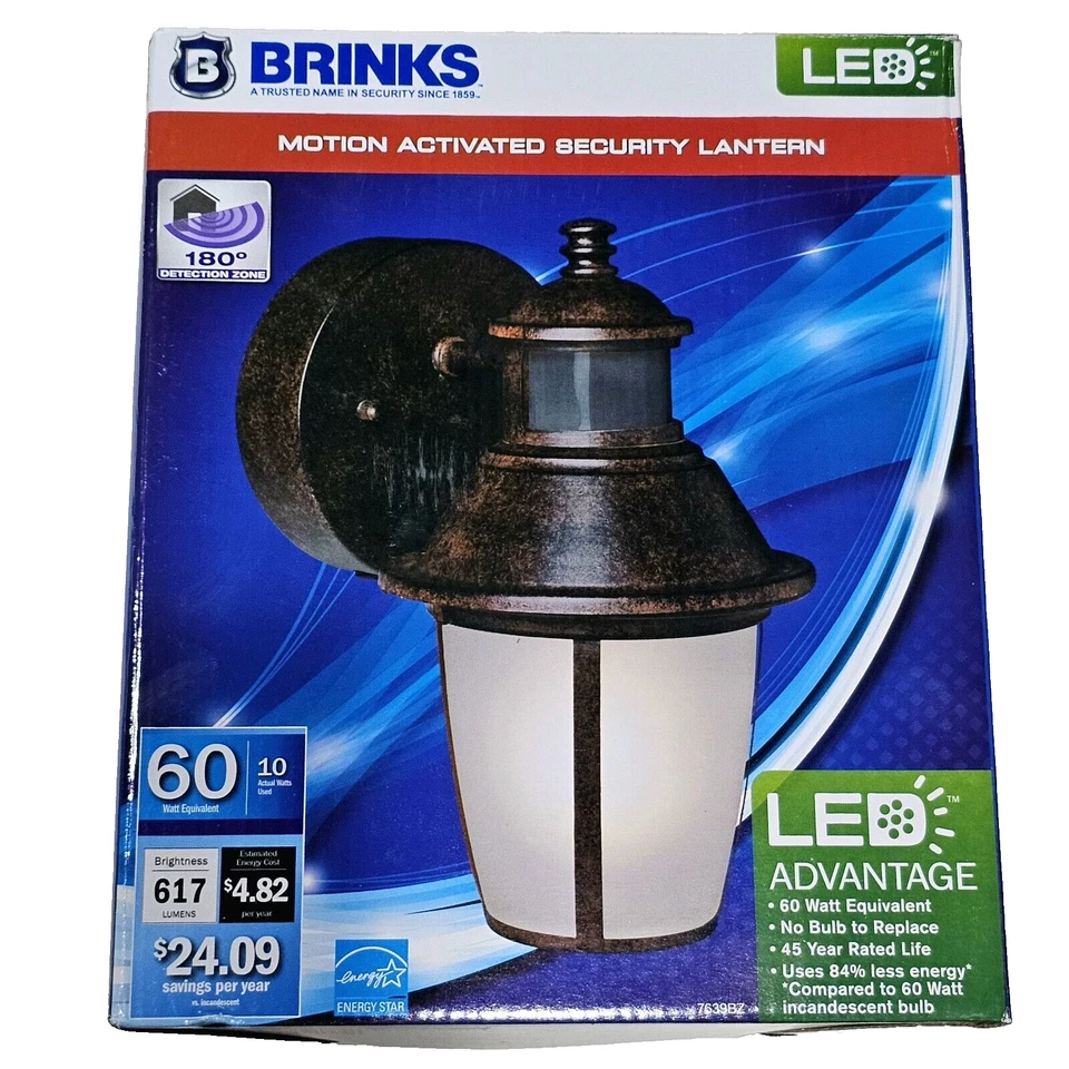 Brinks Motion Activated Outdoor Security Lantern LED 180 Degree Antique Bronze - Image 1 of 1