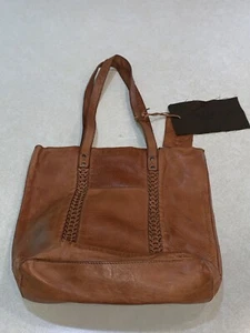 Borsa Vilenca Holland in pelle marrone intrecciata doppio manico nuova con etichetta - Foto 1 di 11