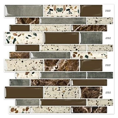 Salpicadero Pelar y Pegar para Cocina, Azulejos de Pared Salpicadero, Mármol 10 Marrón Foto 1 de 4