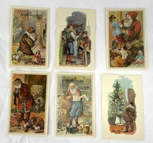 VINTAGE MERRIMACK PUBL. 6 WEIHNACHTSMANN POSTKARTEN REPLIKA ANTIKER ORIGINALE - Bild 1 von 14