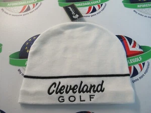 CLEVELAND FLEECE LINED COLD WEATHER WHITE BEANIE HAT - Picture 1 of 2