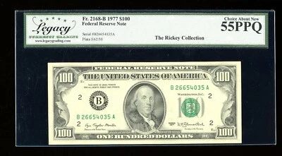 DBR 1977 $100 FRN New York Fr. 2168-B Legacy 55 PPQ Serial B26654035A - Image 1 of 2