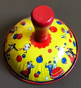 Vintage Noisemaker US Metal Toy Mfg Dancing Litho New Years Party Wood Handle - Picture 1 of 9
